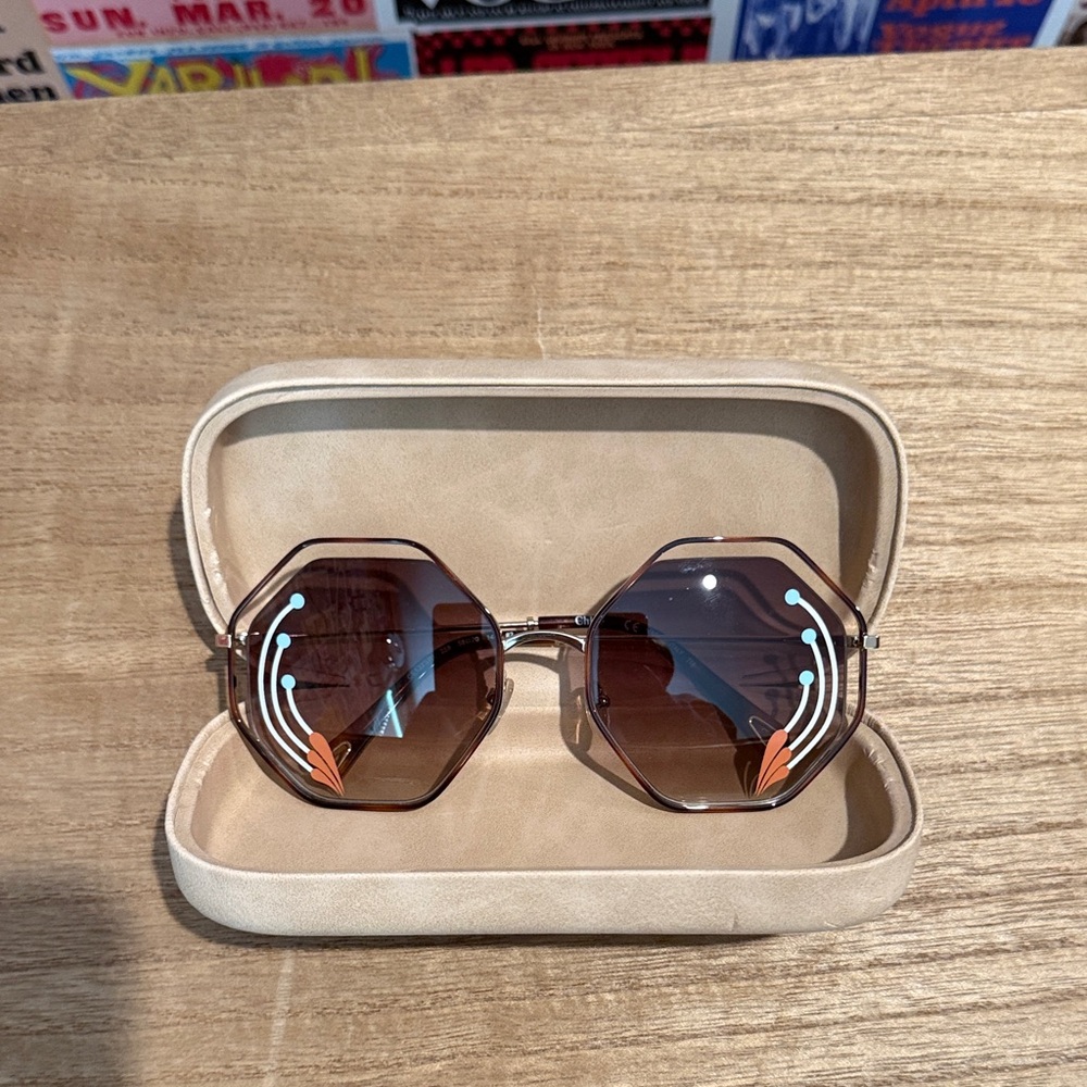 Hexagonal Brown Sunglasses